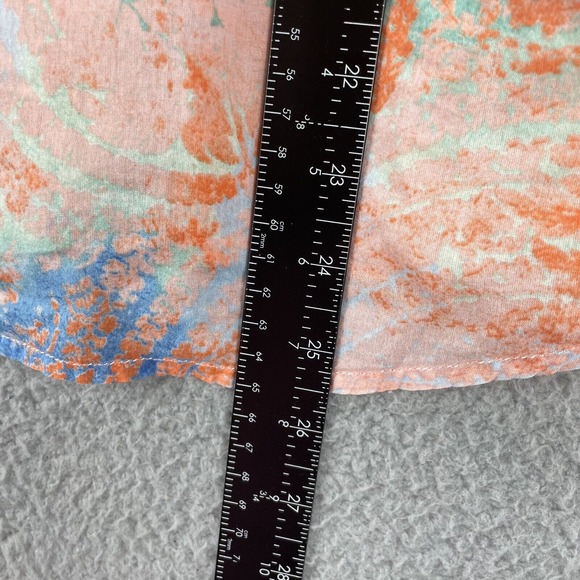 LRL Lauren Jeans Paisley Blouse Medium Boho Colorful Button Up Roll tab Sleeve - Picture 7 of 10